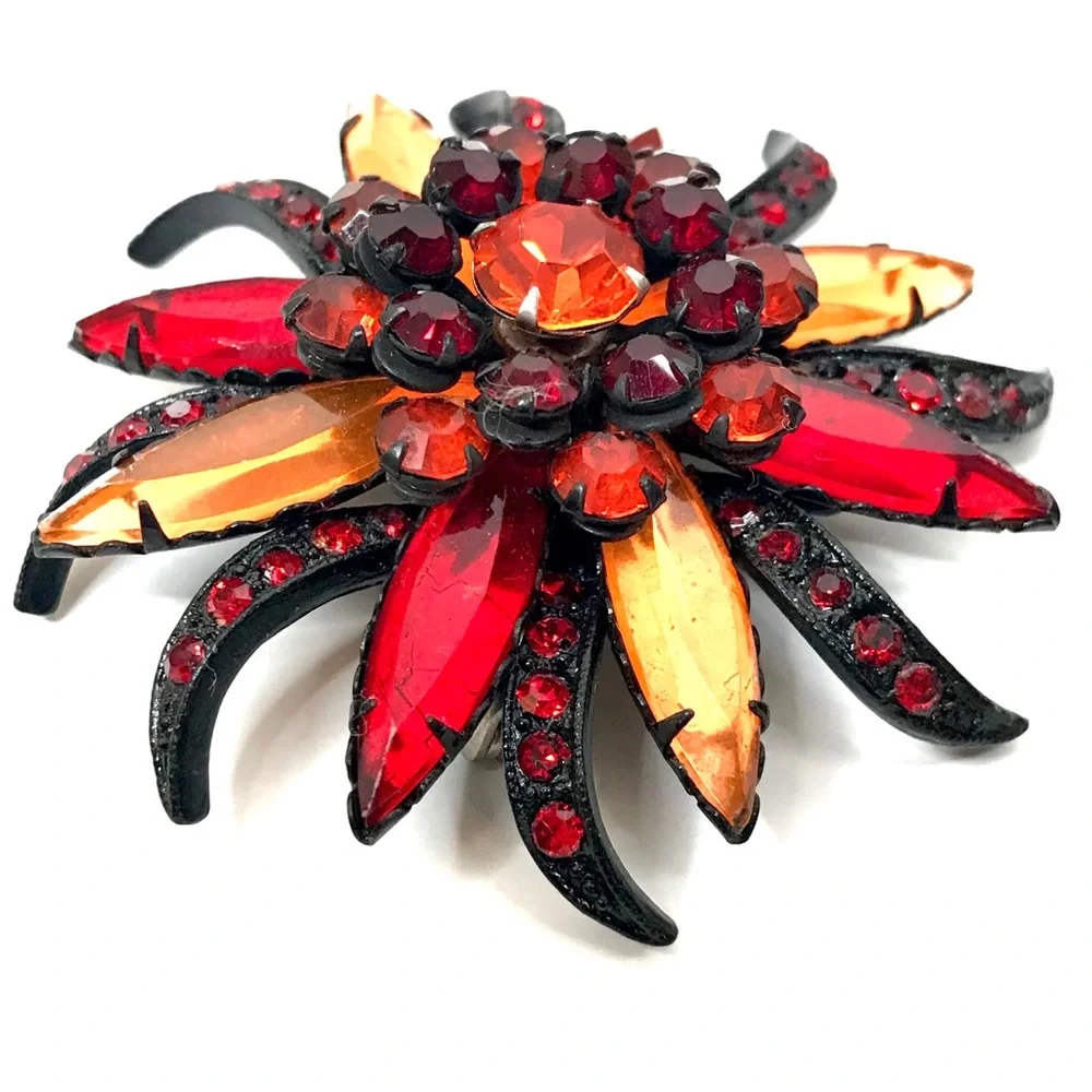 Vintage Large Retro Brooch Sunburst Jewelry Pin